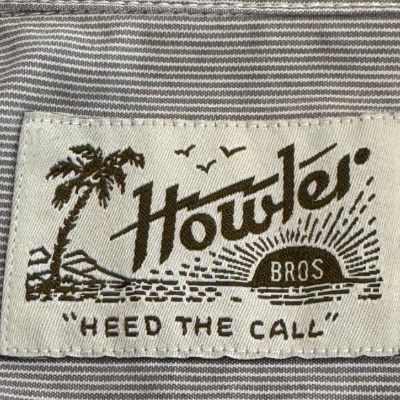 Howler Brothers Men’s Gray & White Striped Long Sleeve Button Up Shirt Size XL - Picture 3 of 7